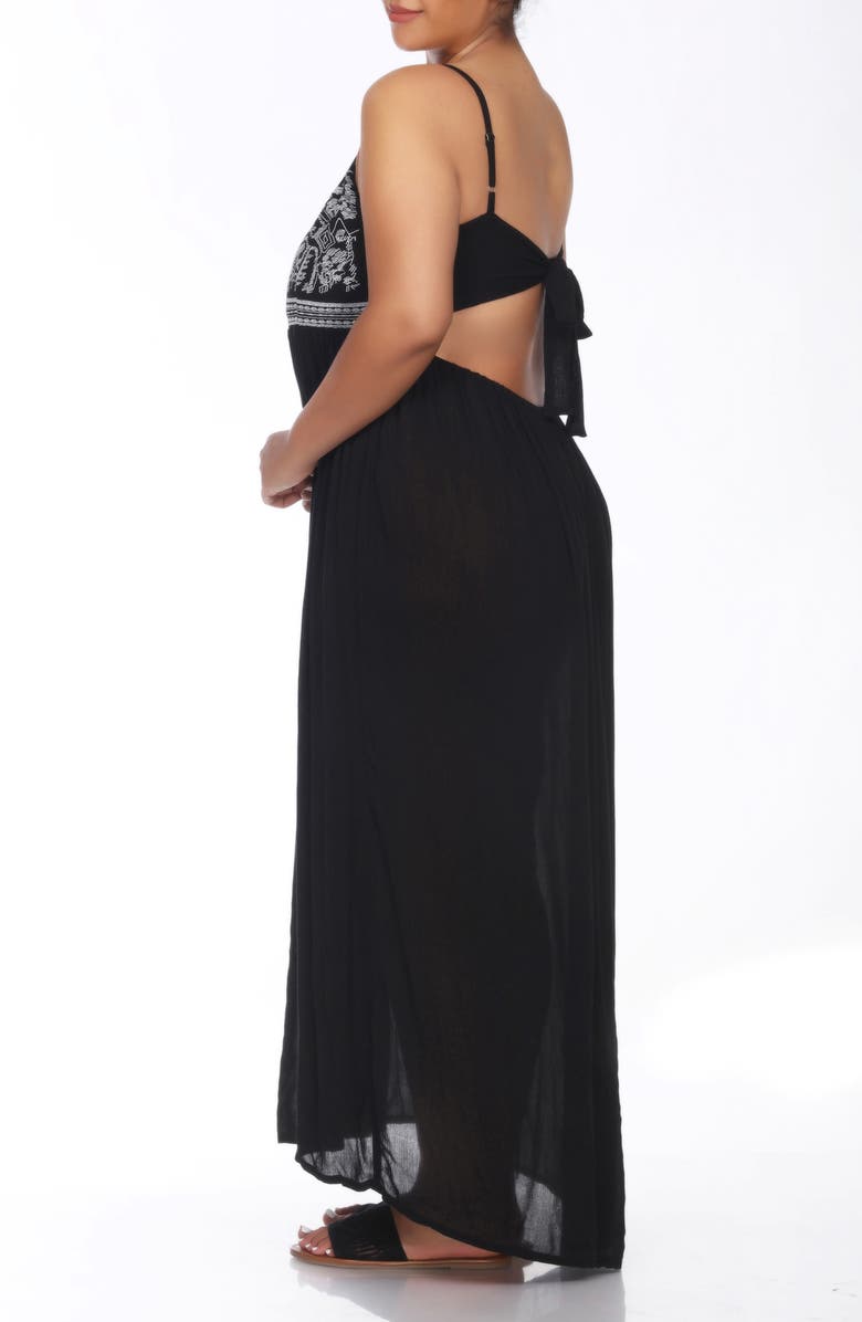 BOHO ME V-Neck Spaghetti Strap Embroidered Maxi Dress, Alternate, color,