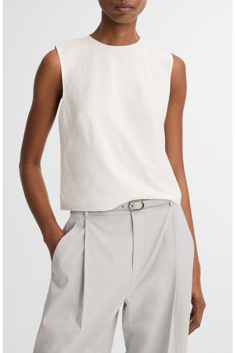 Sleeveless Crop Cotton & Modal Top, Main, color, OPTIC WHITE