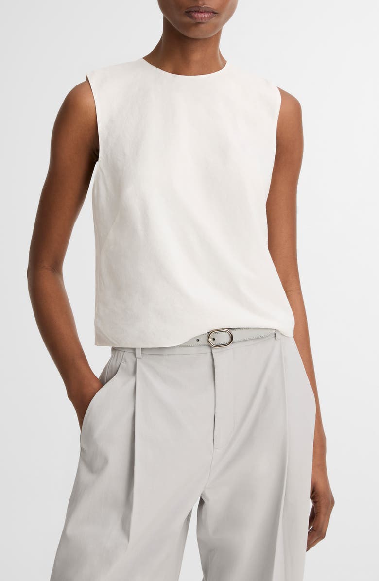Vince Sleeveless Crop Cotton & Modal Top, Main, color, Optic White