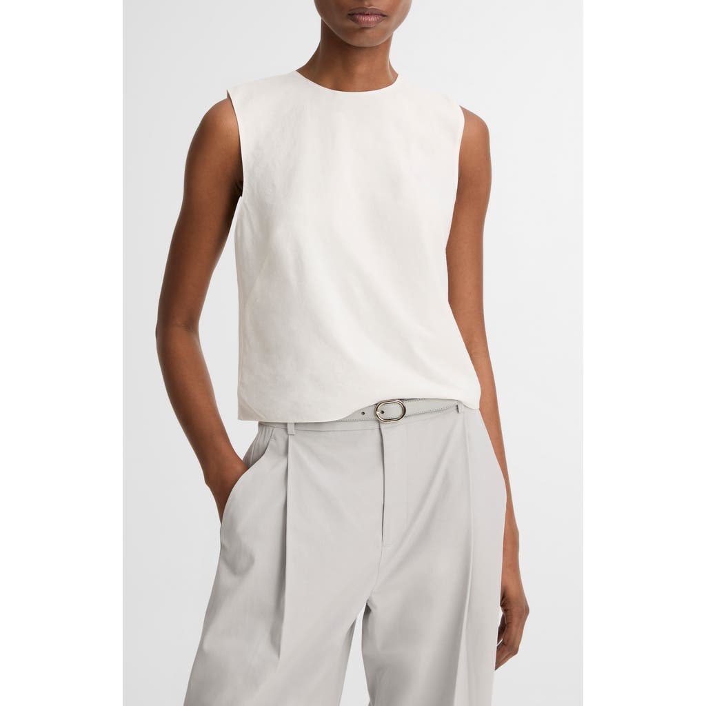 Vince Sleeveless Crop Cotton & Modal Top in Optic White at Nordstrom, Size Large