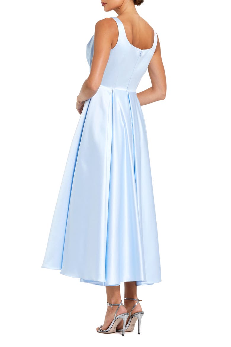 Women's Sleeveless Satin Midi Dress with Bow Detail, Alternate, color, Powder Blue
