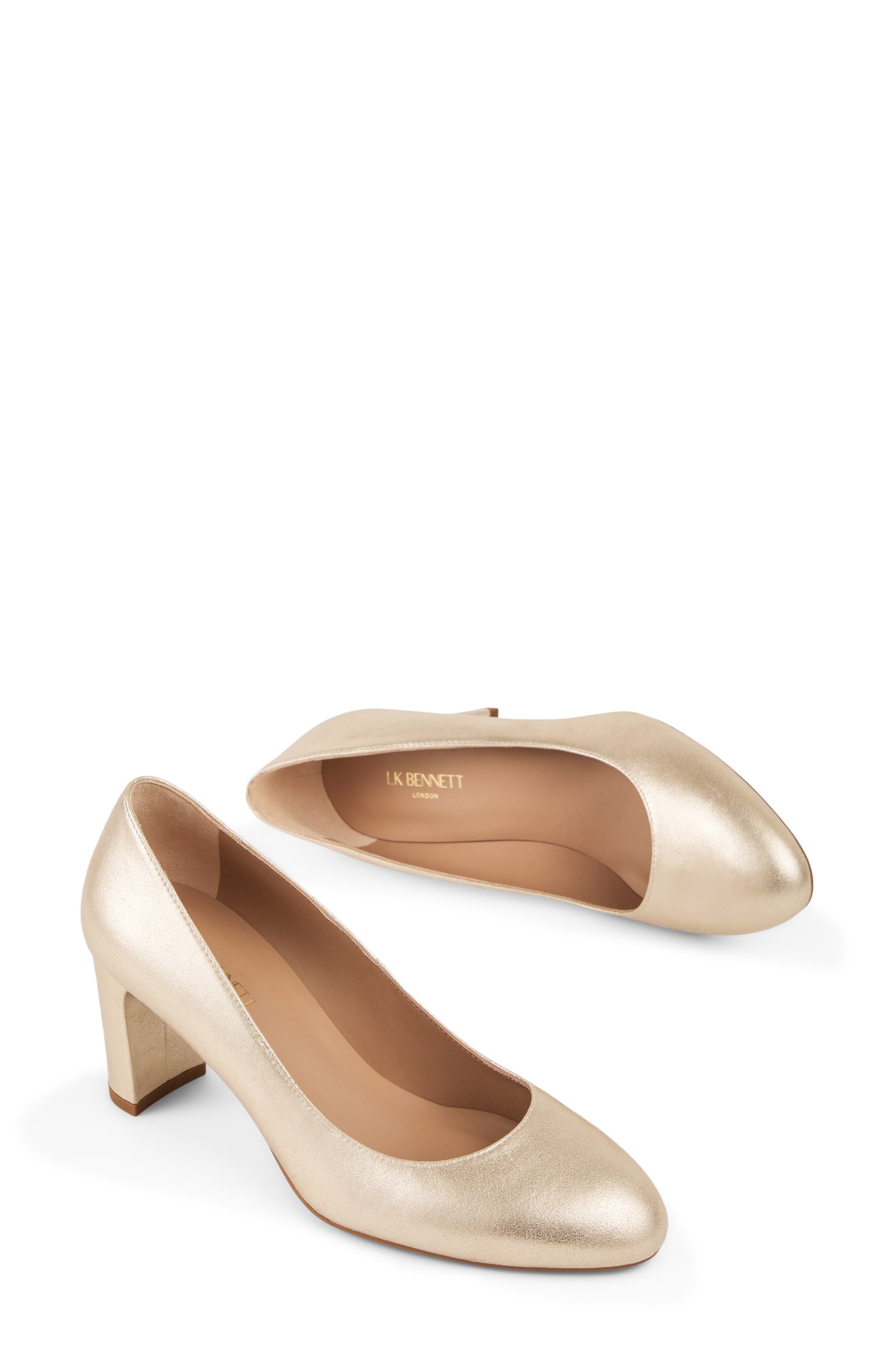 LK Bennett Winola Block Heel Pump, Alternate, color, Gold