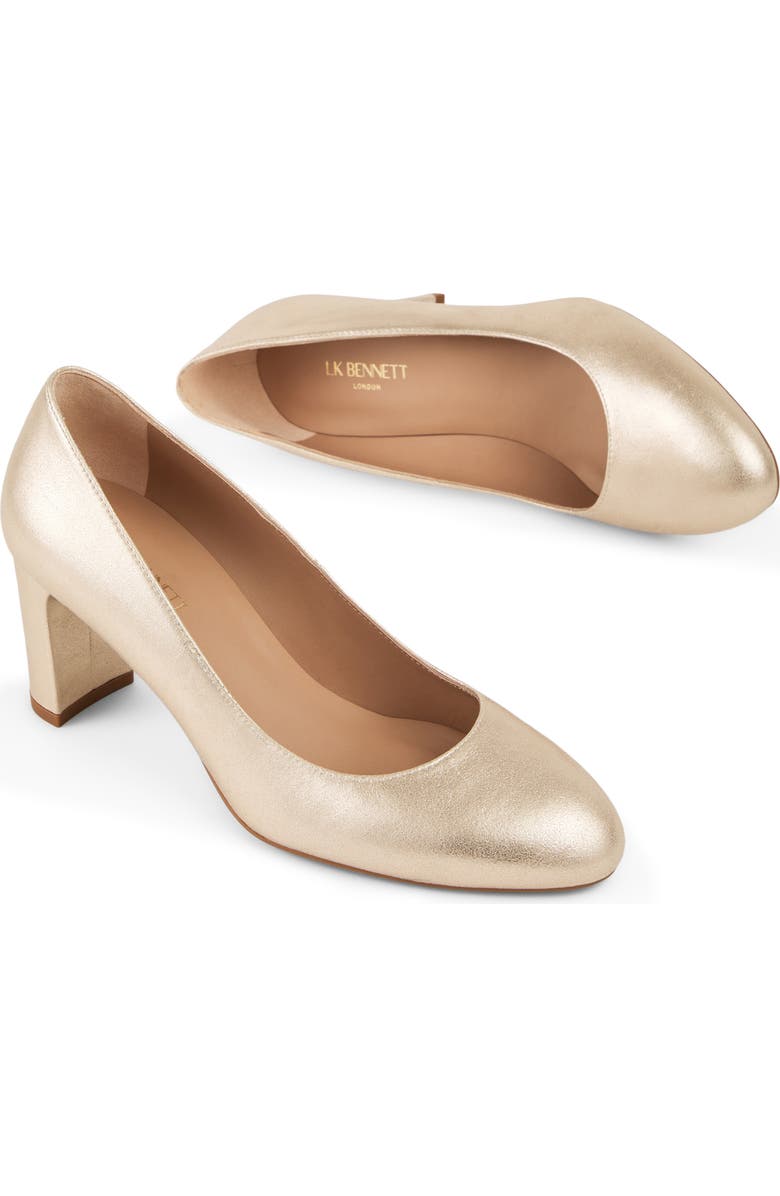 LK Bennett Winola Block Heel Pump, Alternate, color, Gold
