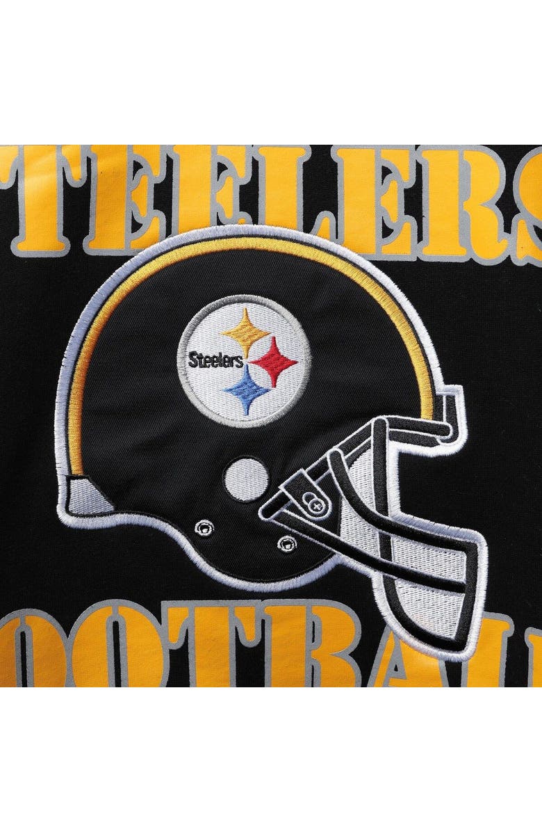 STARTER Men's Starter Black Pittsburgh Steelers Locker Room Throwback End Zone Pullover Sweatshirt, Alternate, color, 