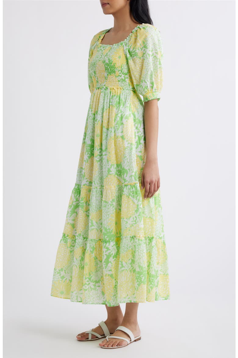 Hadly Floral Print Smocked Dress, Alternate, color, CROCODILE GREEN MUMBO JUMBO