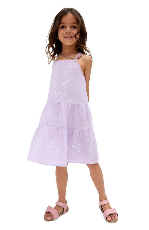Raffya Kids Camilla Tiered Lace Insert Dress In Purple