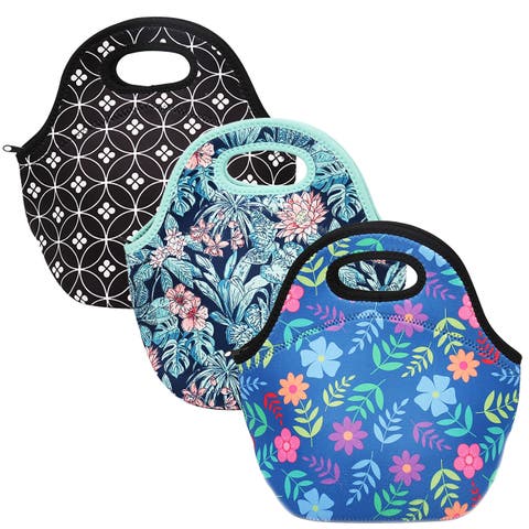 Insulated Neoprene Womens Lunch Bags, 3 Piece Set