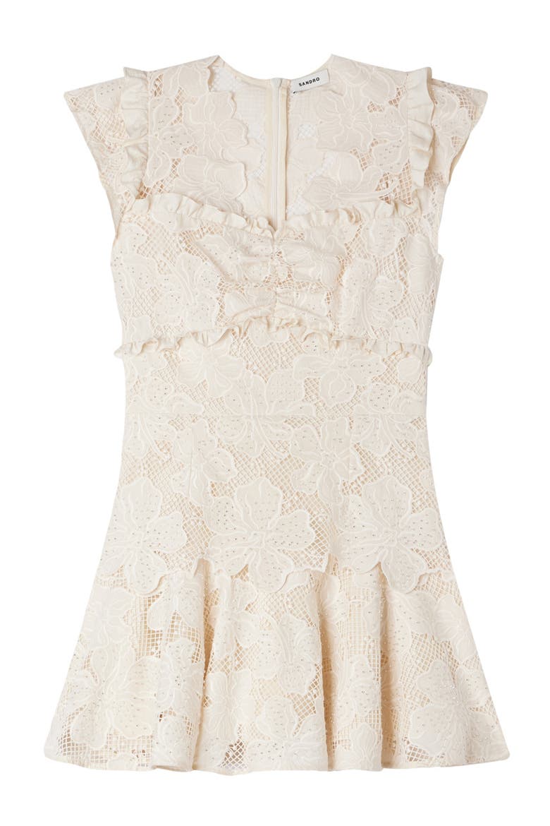 Short guipure dress, Alternate, color, Ecru