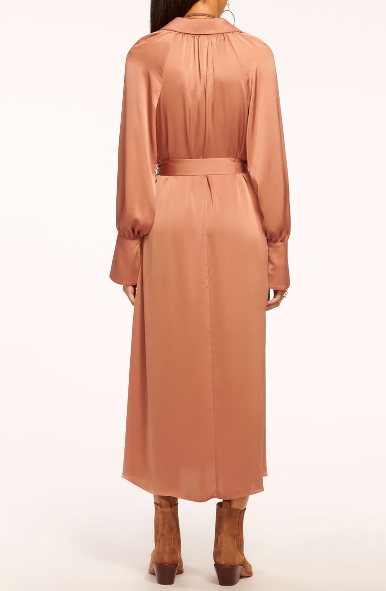 Ramy Brook Cecilia Belted Long Sleeve Satin Dress, Alternate, color, 