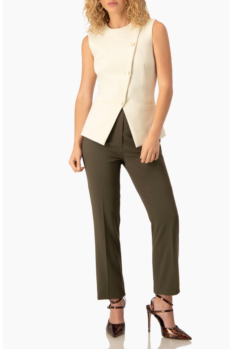 Asymmetric Lapel Sleeveless Structured Vest, Alternate, color, Ivory