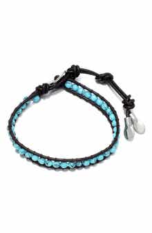 Turquoise Bead Leather Wrap Bracelet
