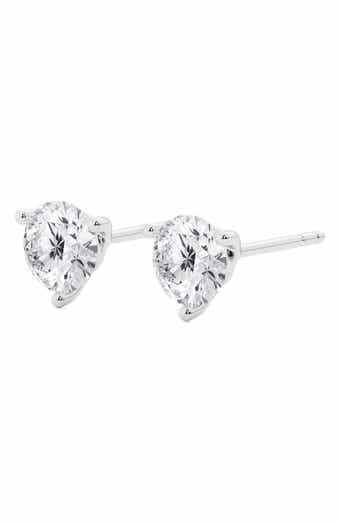 Badgley Mischka Collection 14K Gold Round Cut Near Colorless Lab-Created Diamond Stud Earrings - 1.5ct