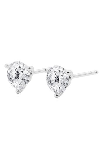 Badgley Mischka Collection 14k Gold Round Cut Near Colorless Lab-created Diamond Stud Earrings In 2 Ctw White Gold