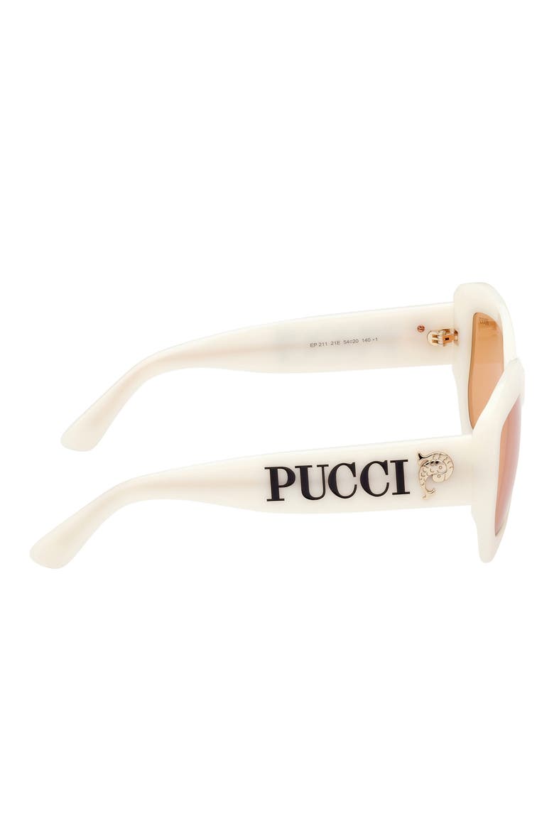 54mm Geometric Sunglasses, Alternate, color, IVORY/ GOLD / ORANGE LENSES
