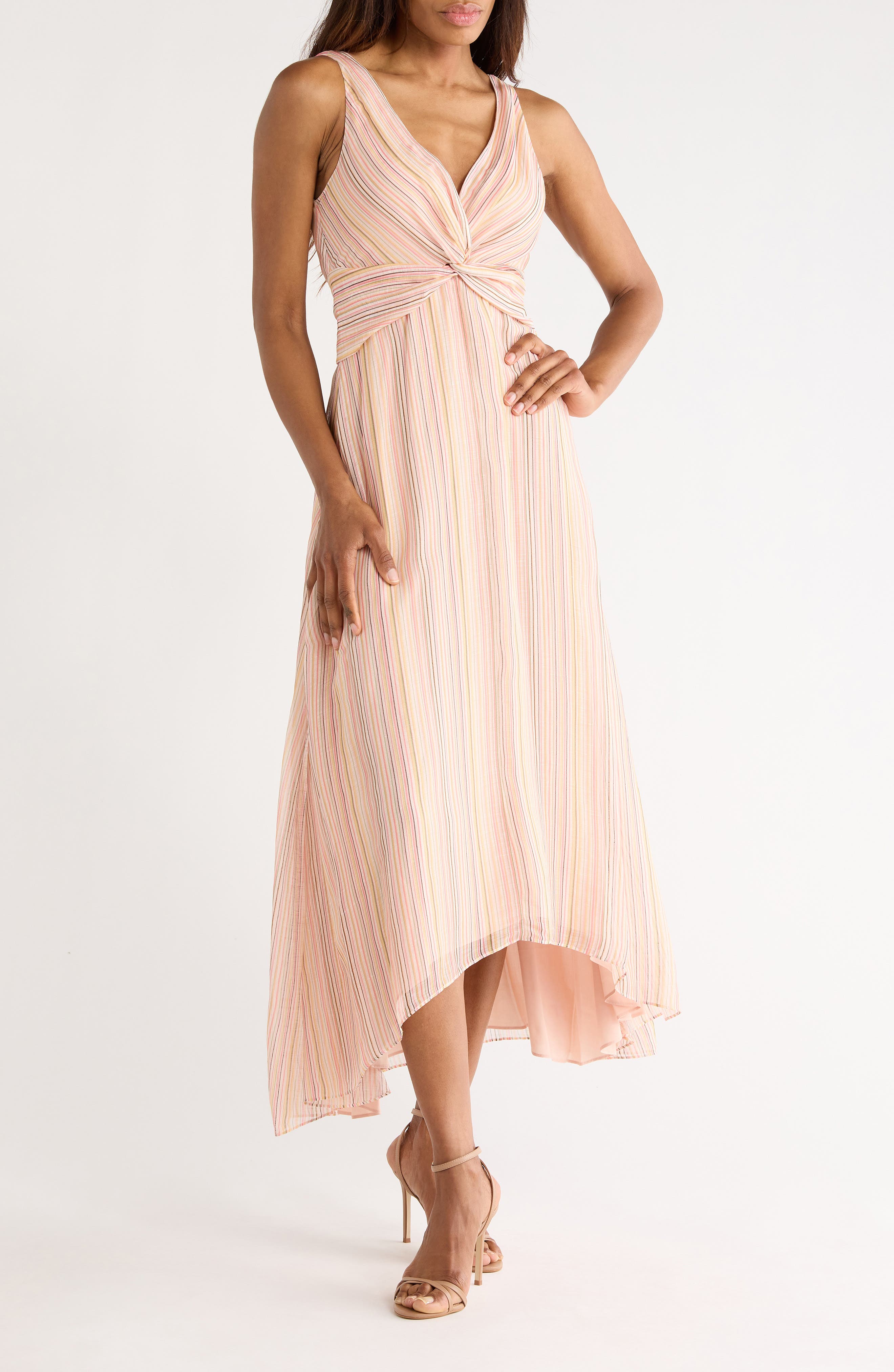Derek Lam 10 Crosby Anna Stripe Sleeveless Linen & Silk Dress
