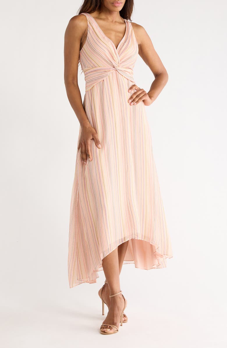 Derek Lam 10 Crosby Anna Stripe Sleeveless Linen & Silk Dress, Main, color, Peach Multi