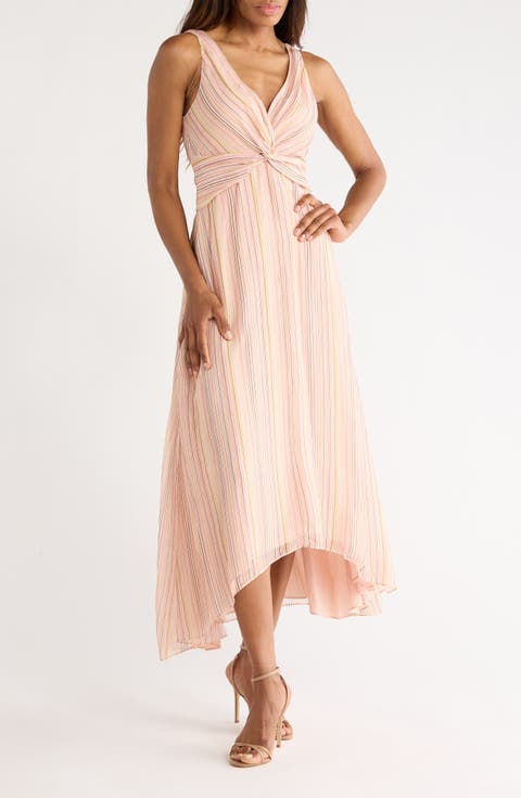 Anna Stripe Sleeveless Linen & Silk Dress