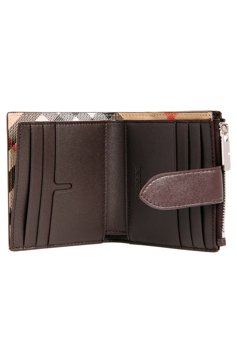 Burberry Pop Check Zip Wallet, Alternate, color, Peat/ Sand