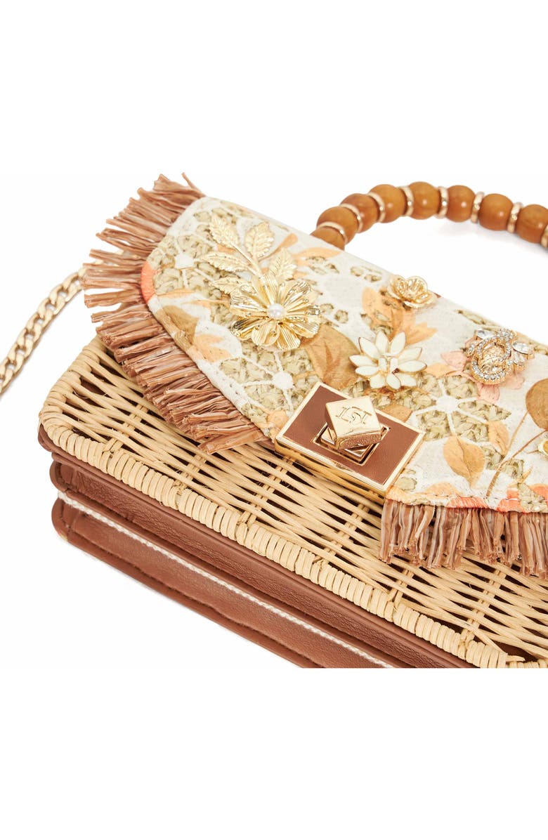 Dune London Blooms Raffia Bag, Alternate, color, Orange