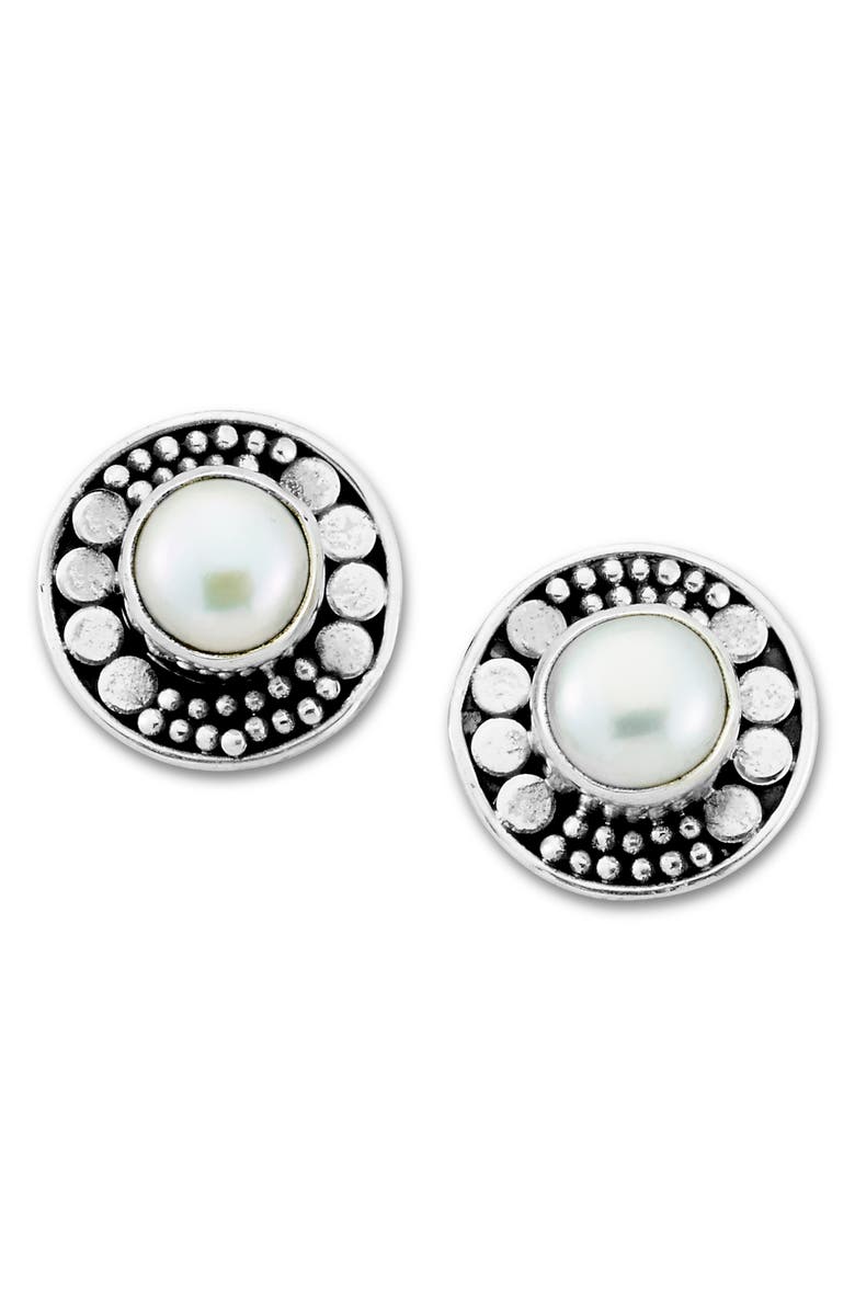 SAMUEL B. Sterling Silver Round Imitation Pearl Stud Earrings, Main, color, 