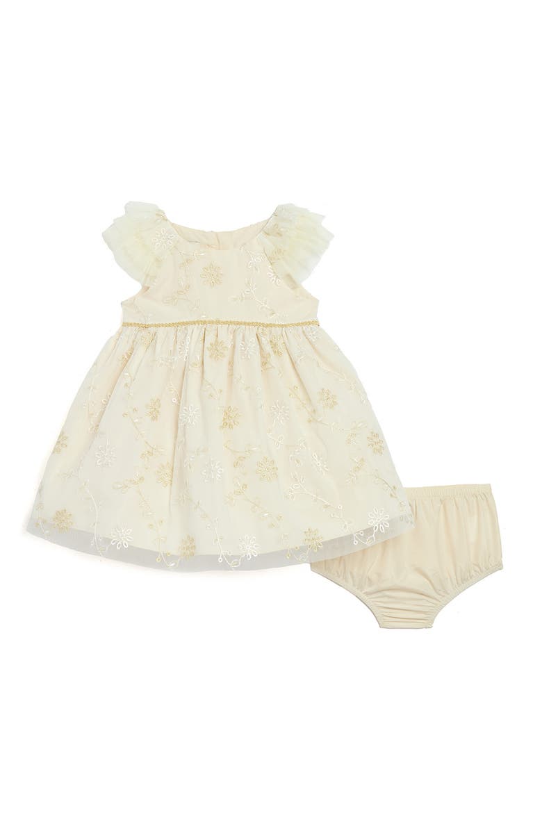 Pippa & Julie Sienna Embroidered Dress & Bloomers, Main, color, Ivory