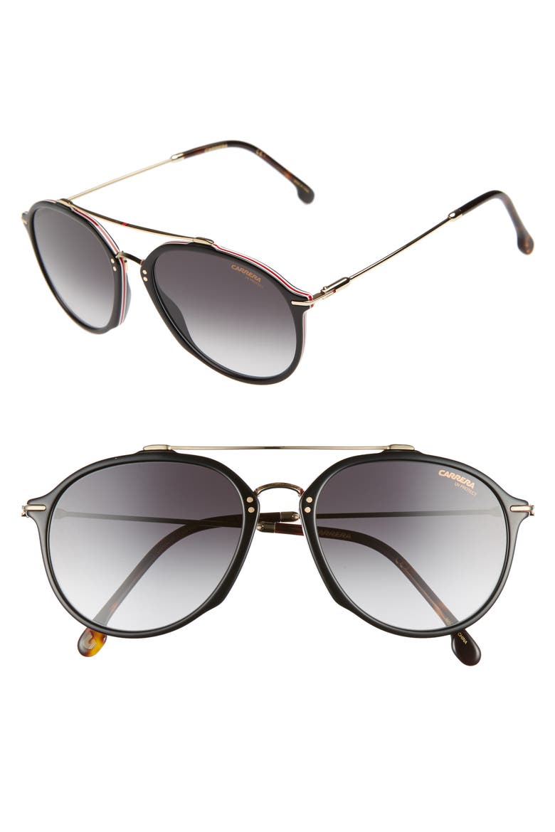 55mm Round Sunglasses, Main, color, BLACK HAVANA