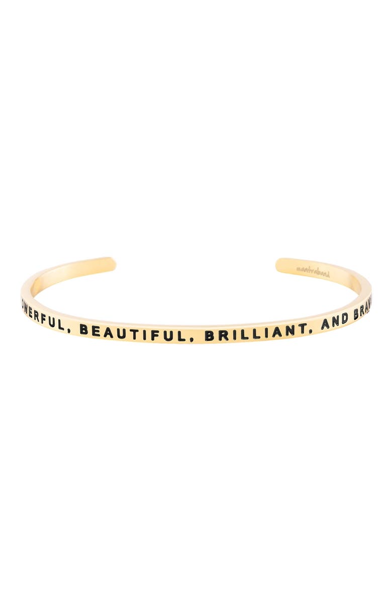 Mantra Powerful, Beautiful, Brilliant, And Brave bracelet, Main, color, Yellow Gold