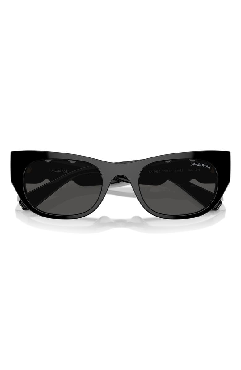 Swarovski 51mm Pillow Sunglasses, Alternate, color, Black