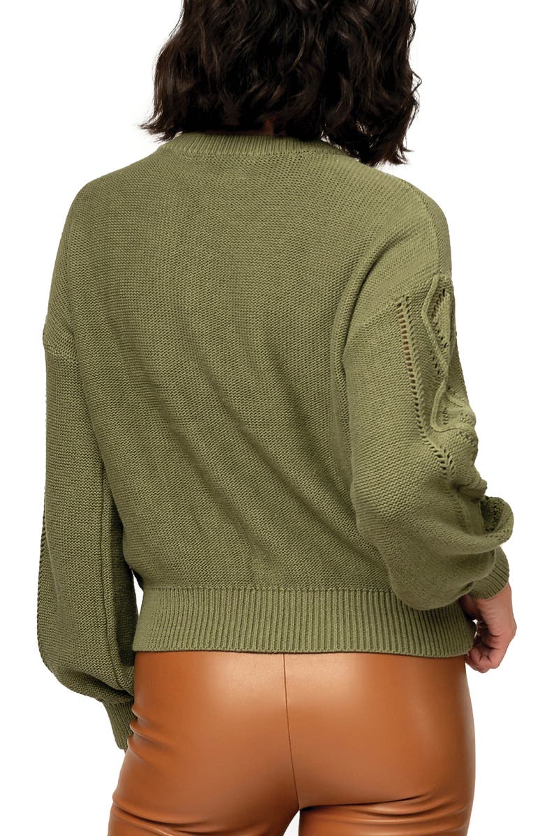 GIBSONLOOK Cable Knit Sweater, Alternate, color, Olive