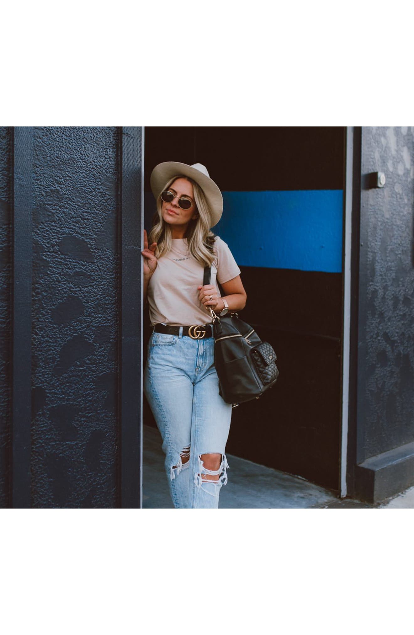 Luli Bebé Petit Monaco Faux Leather Diaper Bag, Alternate, color, Ebony Black