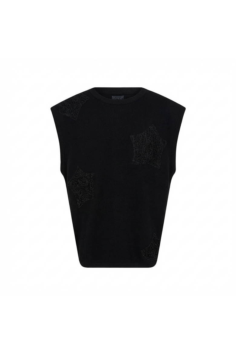 Sequin Patch Sleeveless Shirt, Main, color, Black