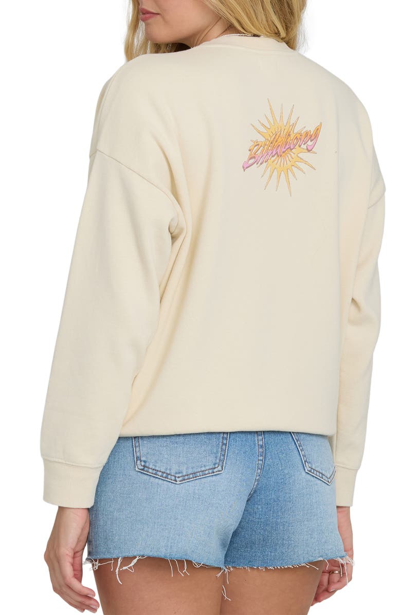 Billabong Echo Oversize Fleece Graphic Sweatshirt, Alternate, color, White Cap