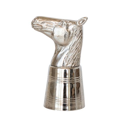 2 oz. Cast Aluminum and Stainless Steel Horse Head Jigger in Kraft Box, Nickel Finish