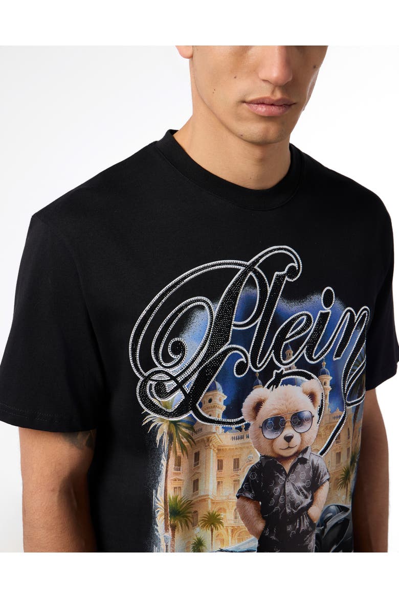 Round Neck T-Shirt Teddy Racing Men, Alternate, color, black