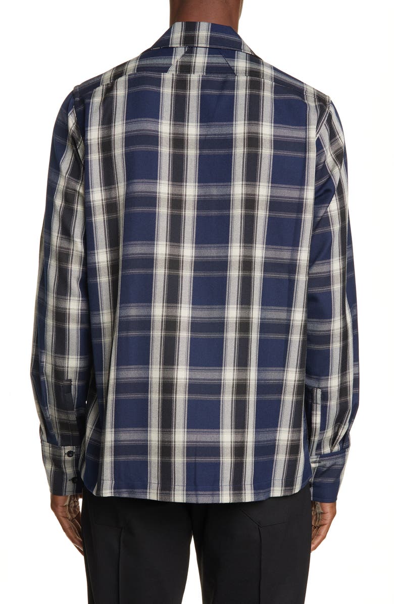 Rhude Plaid Button-Up Twill Overshirt, Alternate, color, 