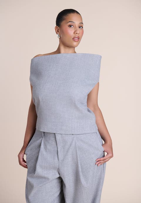 Wide Neck Suiting Top