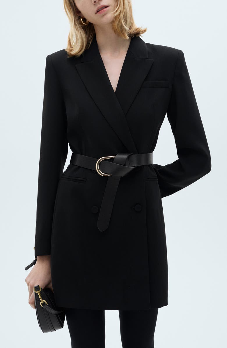 MANGO Loida Belted Long Sleeve Minidress, Alternate, color, 