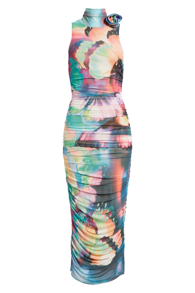 Fiorella Rosette Body-Con Dress, Alternate, color, ABSTRACT BUTTERFLY