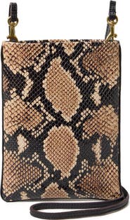 Clare V. Poche Snakeskin-Embossed Leather Crossbody Bag
