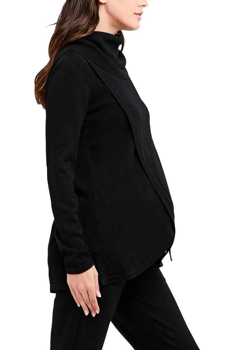 Ripe Maternity Cowl Neck Nursing Knit, Alternate, color, Black