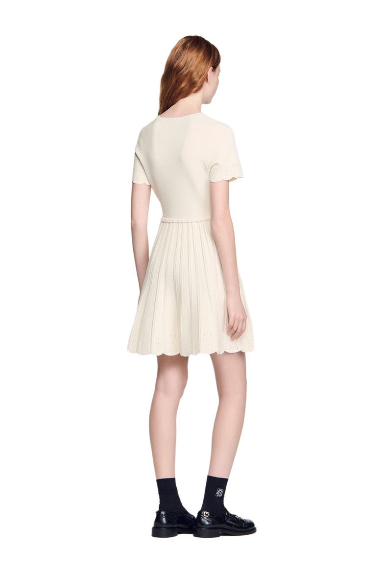 Pointelle knit short dress, Alternate, color, Ecru