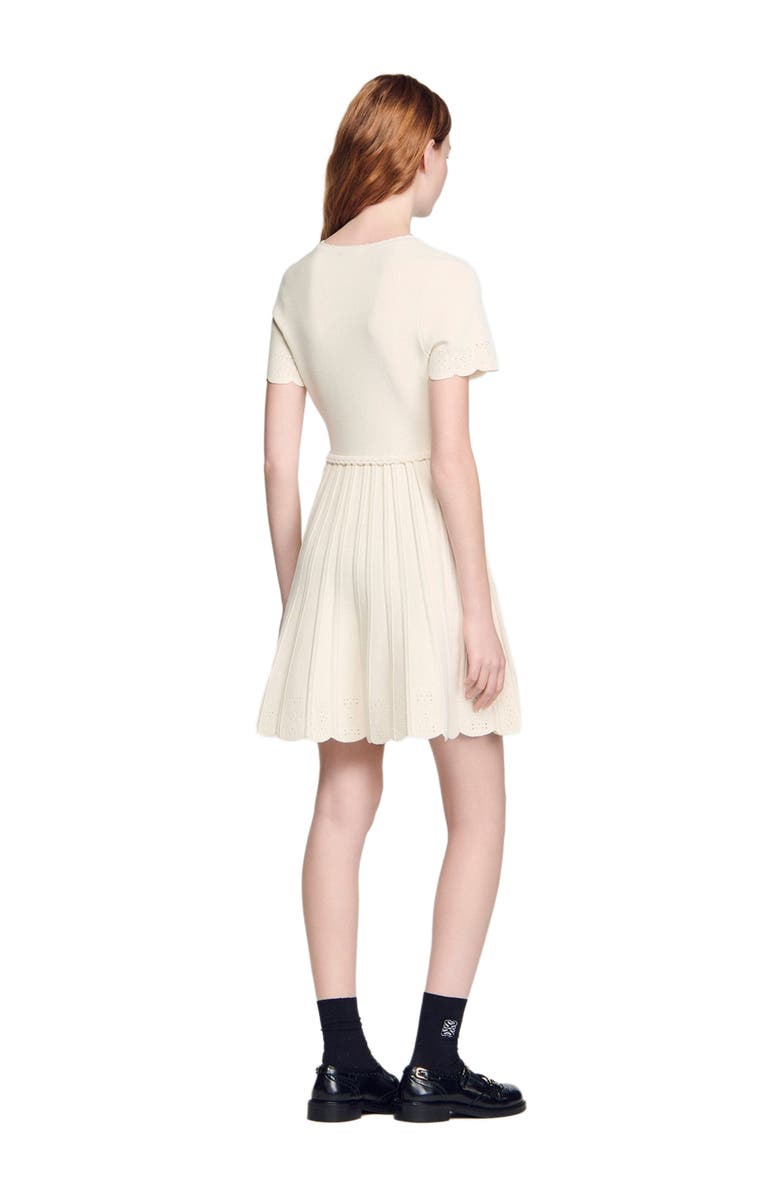 SANDRO Pointelle knit short dress, Alternate, color, Ecru