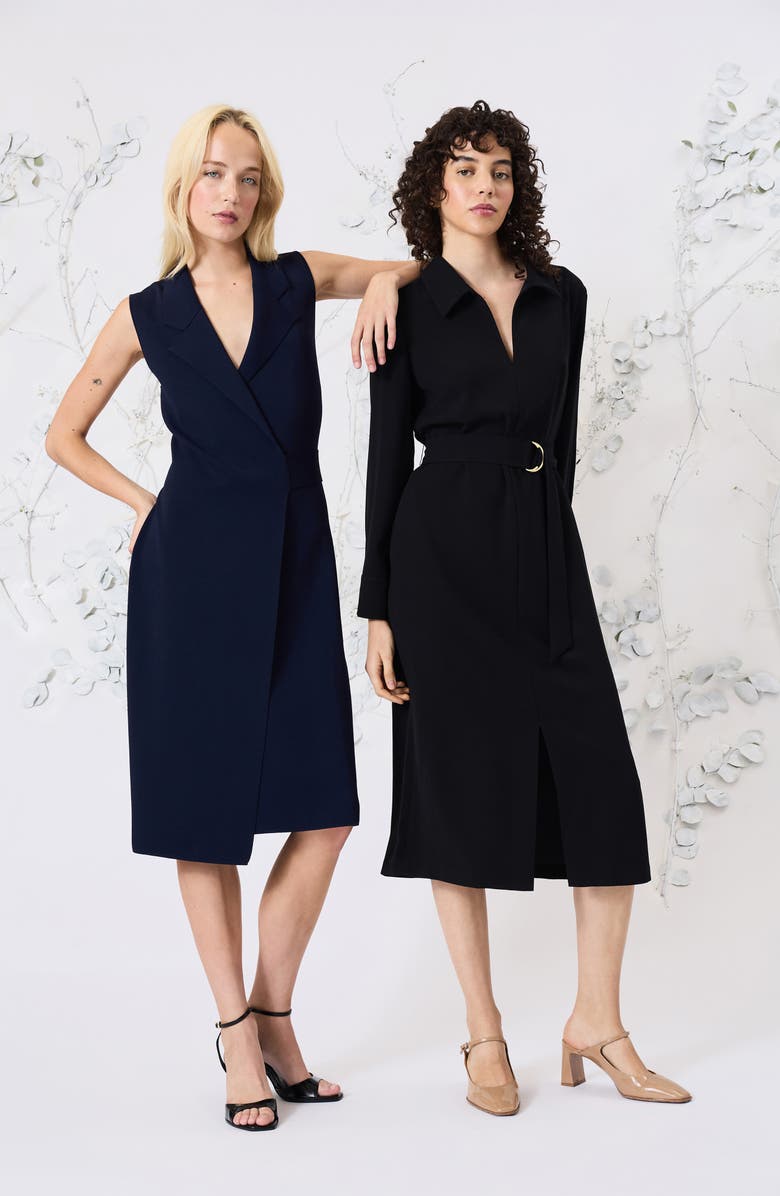 Luxely Notch Collar Sleeveless Faux Wrap Dress, Alternate, color, 