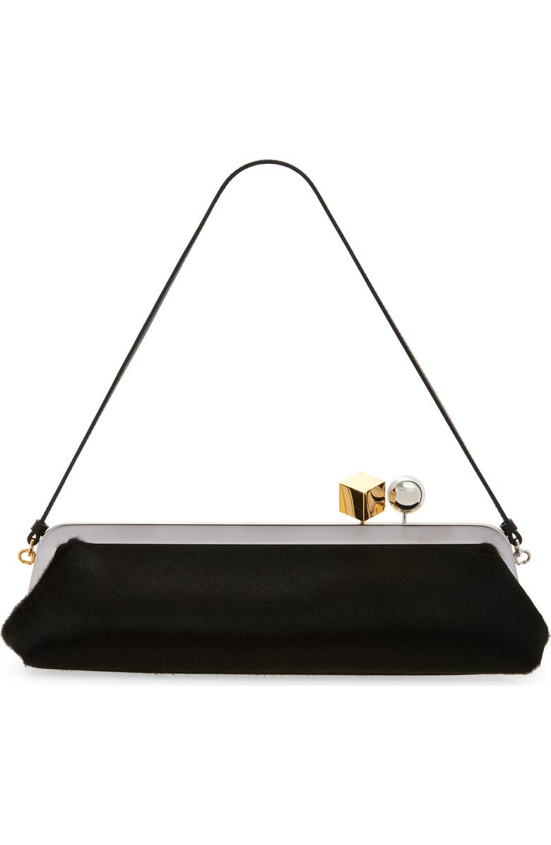 Jacquemus La Pochette The Salon Genuine Calf Hair Shoulder Bag, Alternate, color, Black