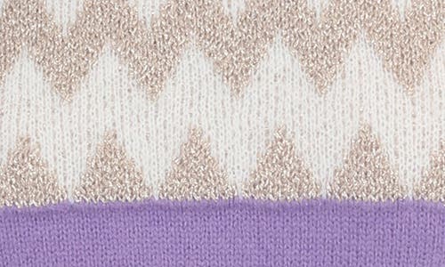 Rain And Rose Metallic Chevron Stripe Sweater In Purple