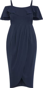 City Chic Flirtation Ruffle Off the Shoulder Cocktail Dress