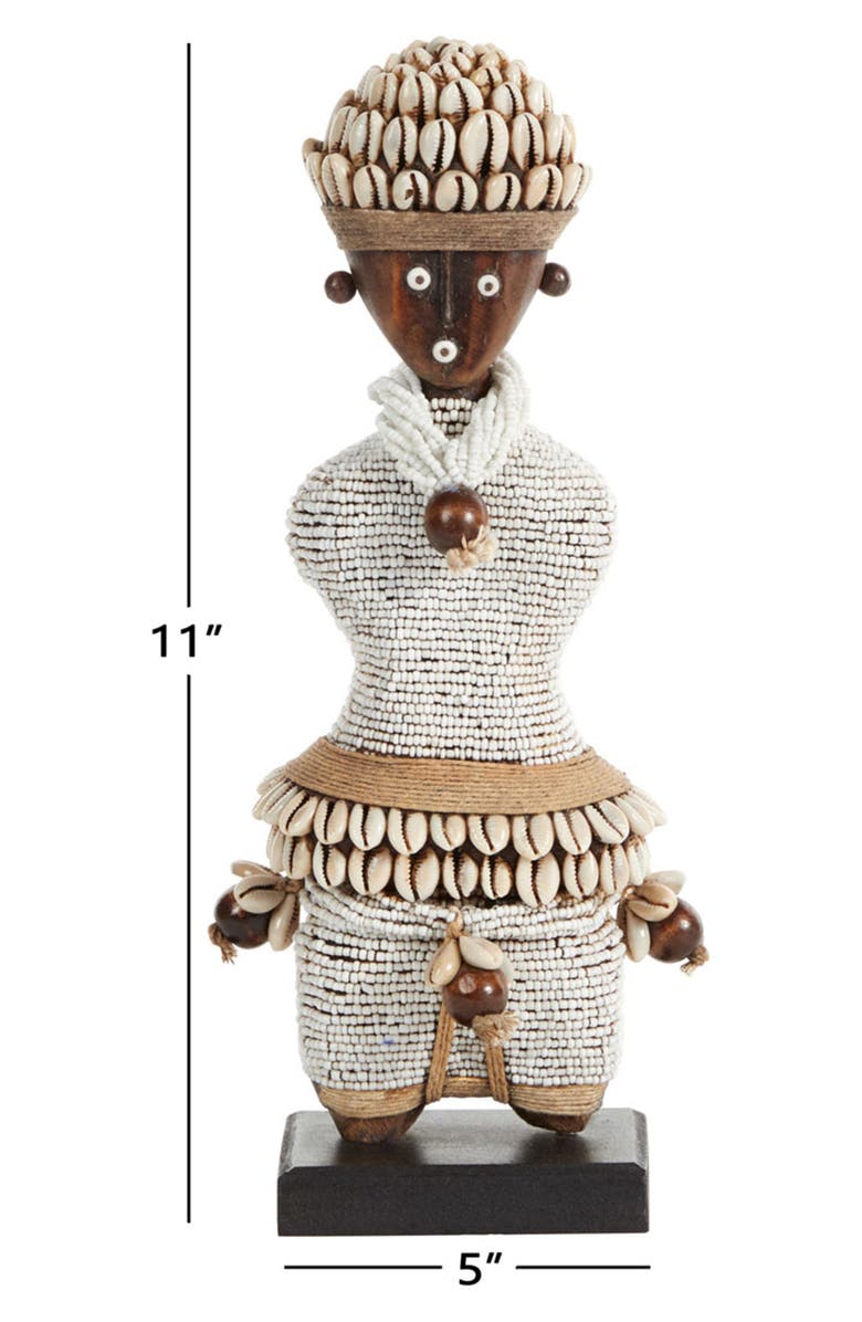 WILLOW ROW Small Handcrafted Cowrie Shell & Green Bead Woman Doll, Alternate, color, 