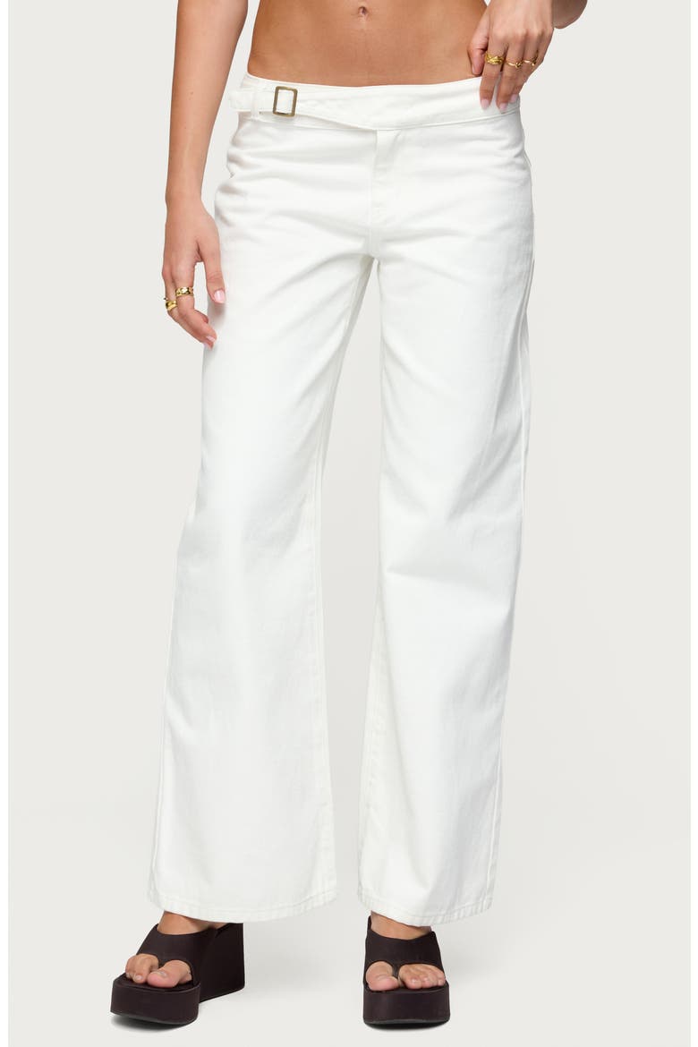 Buckle Tab Low Rise Wide Leg Pants, Main, color, WHITE