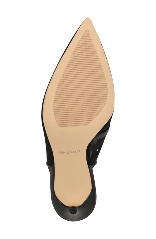 Nine West Feather Rhinestone Mesh Pump In Black/black