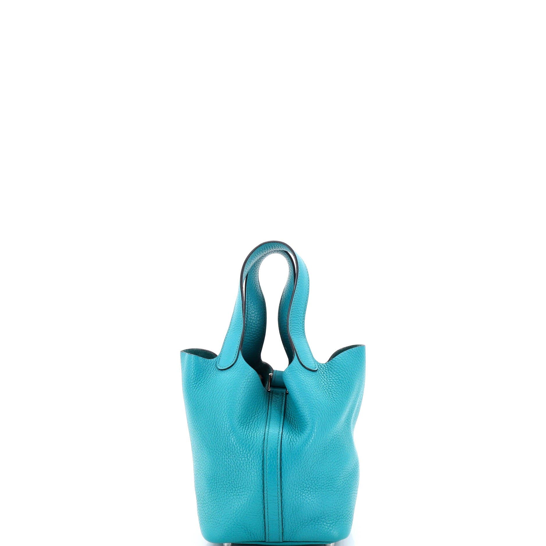 Pre-Owned Hermes Picotin Lock Bag Clemence PM, Alternate, color, Bleu Paon